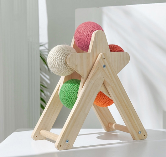 Juguete Interactivo de Madera para Gatos con Pelota Colgante - Image 3