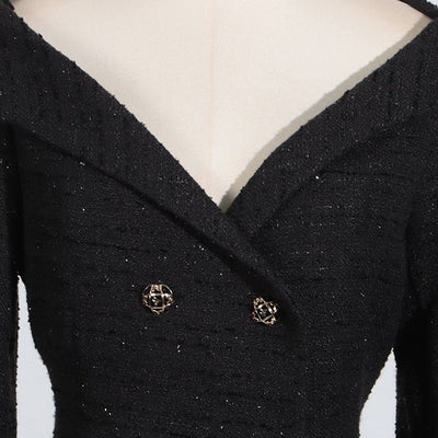 Vestido Elegante Hombros Descubiertos con Manga Larga y Cintura Ajustada - Image 22