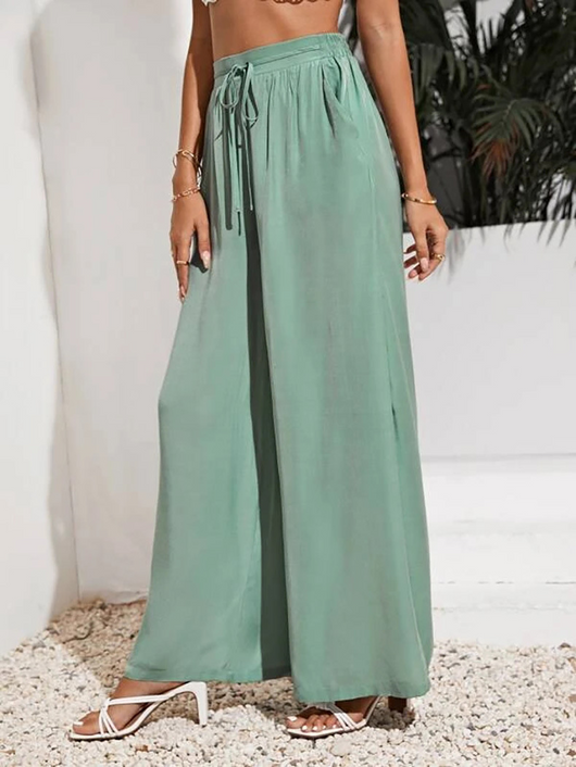 Pantalones Anchos de Talle Alto con Cintura Elástica Ajustable - Image 16
