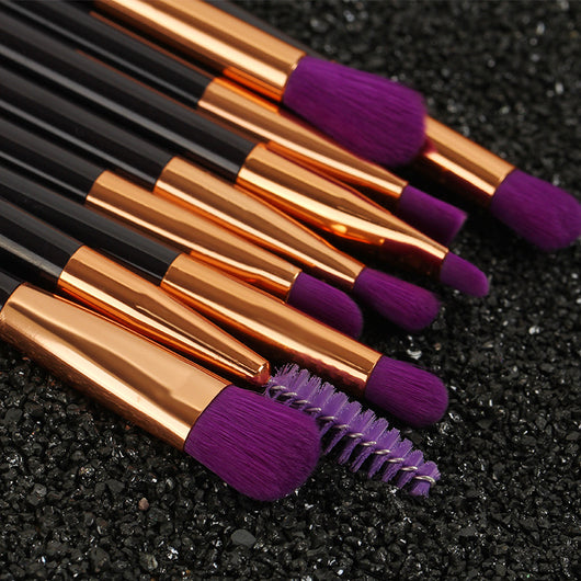 Set de 15 Brochas de Maquillaje Profesional Cerdas Púrpura y Verde - Image 4