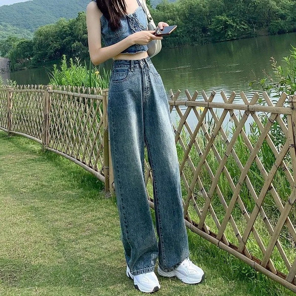 Pantalones Rectos Slim Largos al Piso Estilo Coreano Versátiles