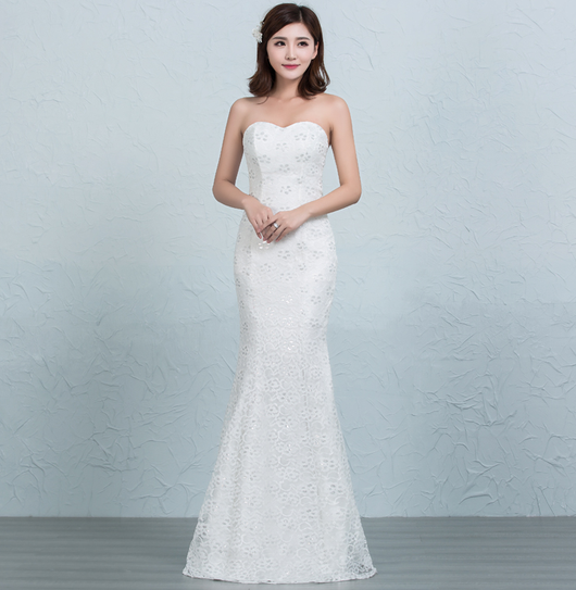 Vestido de Novia Cola Sirena con Encaje Lentejuelado en la Cintura - Image 15