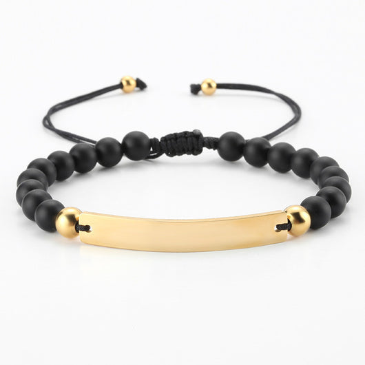 Pulsera Ajustable con Cuentas Personalizadas y Placa Grabada - Image 24