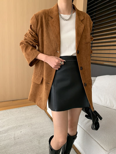 Blazer Suelto Estilo Vintage en Gamuza Sintética - Image 24