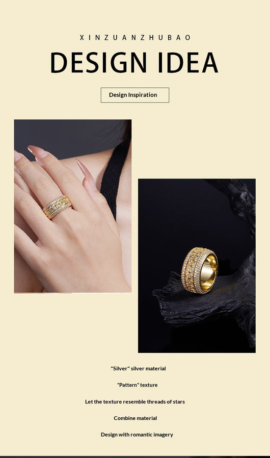 Anillo Cubano Giratorio de Plata 925 con Moissanita Completa para Hombre - Image 10