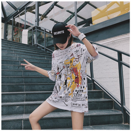 Camiseta Oversize Hip Hop Graffiti para Hombre - Estilo Urbano Tendencia - Image 3