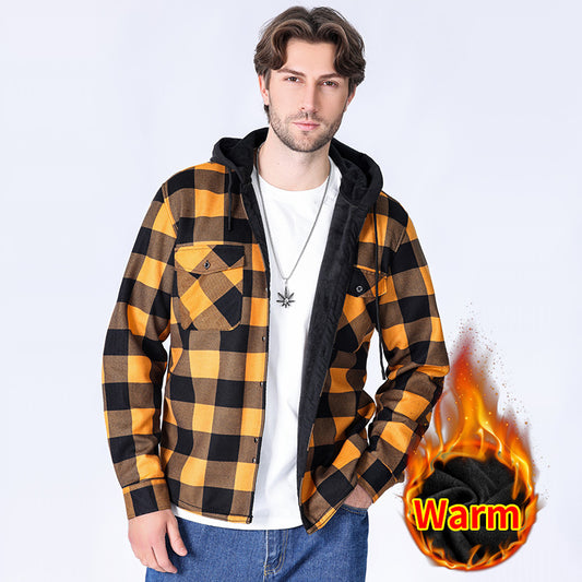 Camisa Cuadros con Capucha y Forro Polar para Hombre