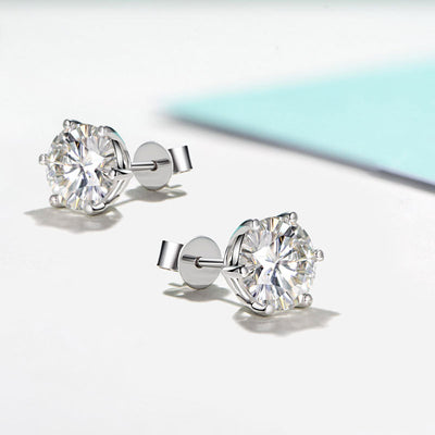 Aretes de Diamante Moissanita 925 Plata 1 Quilate Color D 6 Puntas - Image 2