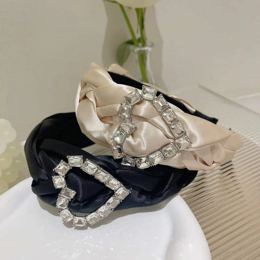 Diadema Tejida Retro con Corazón de Diamantes - Image 10