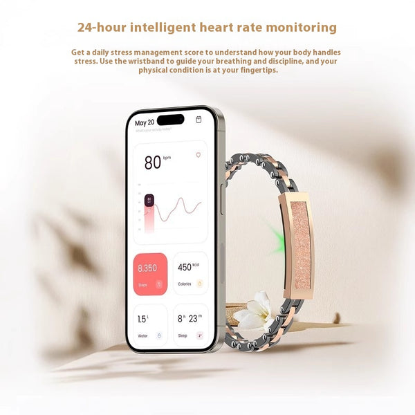 Pulsera Inteligente de Salud con Monitor de Presión Arterial, Ritmo Cardíaco y Oxígeno