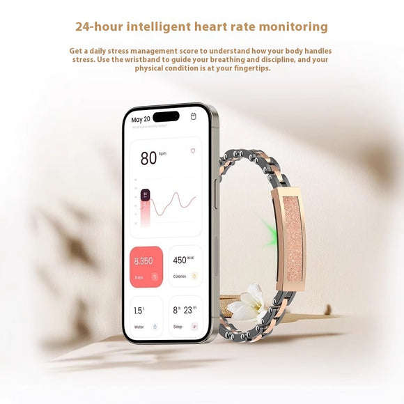 Smart Health Bracelet with Blood Pressure, Heart Rate, and Oxygen Monitor