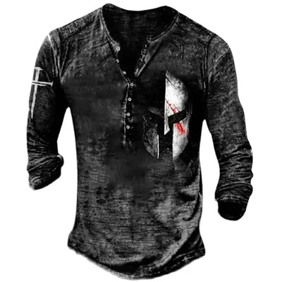 Camiseta Manga Larga para Hombre con Botones de Solapa Abierta e Impresión Digital - Image 43