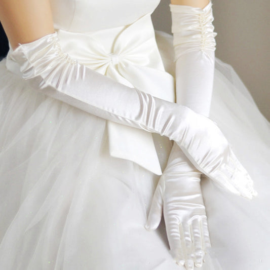 Guantes de Novia con Cuentas Dobles - Invierno Elegante