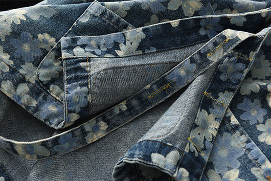 Chaqueta Denim Estampada Mujer Manga Murciélago Suelta - Image 18