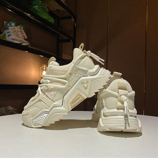 Zapatos Deportivos Papá con Suela Gruesa de Cuero