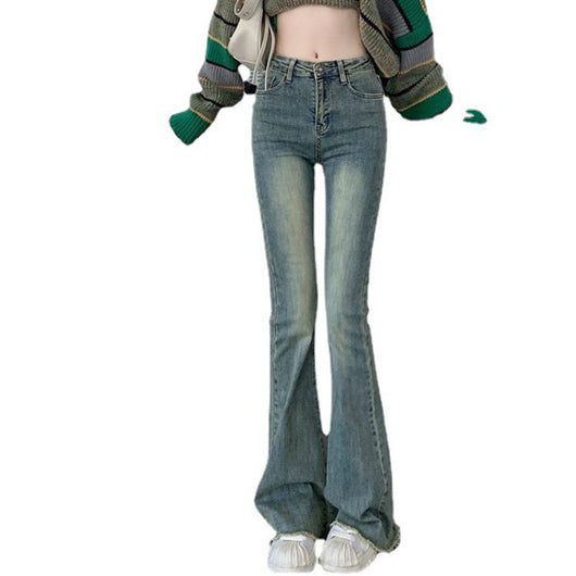 Jeans Retro Talle Alto con Basta Cruda y Corte Acampanado para Mujer - Image 4