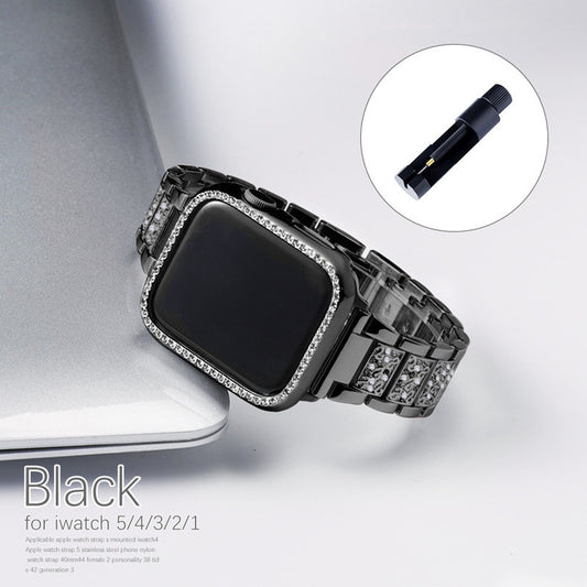 Pulsera Apple Watch de Acero Inoxidable con Diamantes de Tres Puntos - Image 2