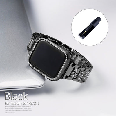 Pulsera Apple Watch de Acero Inoxidable con Diamantes de Tres Puntos - Image 2