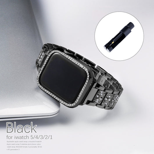 Pulsera Apple Watch de Acero Inoxidable con Diamantes de Tres Puntos - Image 2