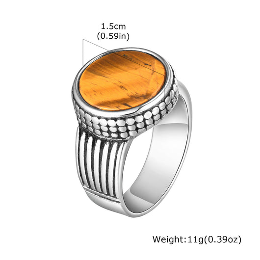 Anillo Vintage Acero Inoxidable Ojo de Tigre para Hombre - Image 8