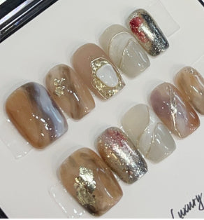 Puntas de Uñas Artesanales Luxury Maillard - Diseño Premium Hecho a Mano - Image 9