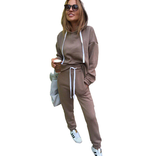 Conjunto Deportivo Mujer Sudadera Irregular con Capucha Dos Piezas - Image 12