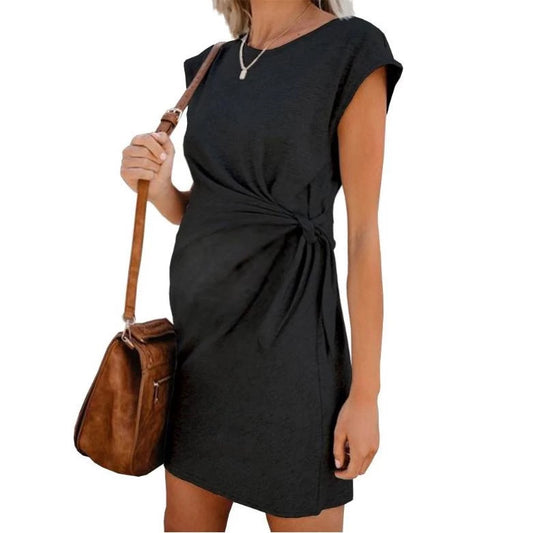 Vestido Maternidad Cuello Redondo con Detalle de Moño - Image 2