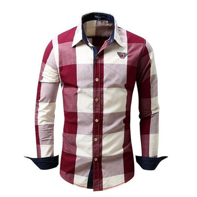 Camisa Casual Slim Fit Cuadros Bloques de Color para Hombre - Image 13