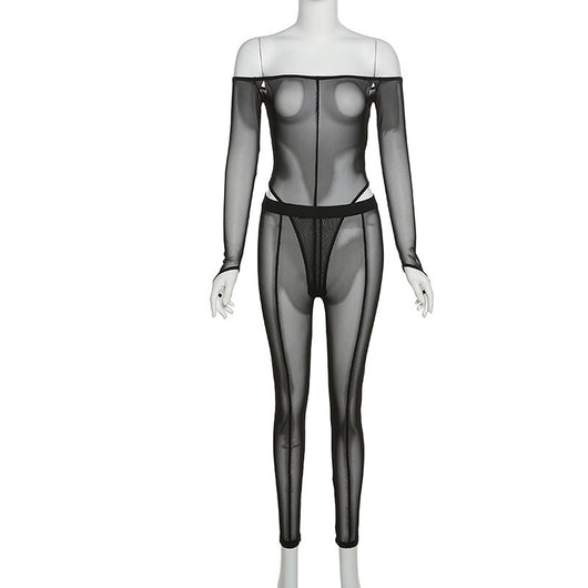 Traje de Baño Elegante Mesh Transparente con Hombro Descubierto - Image 12