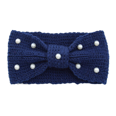 Diadema Tejida de Lana con Moño de Perlas para Mujer - Image 9