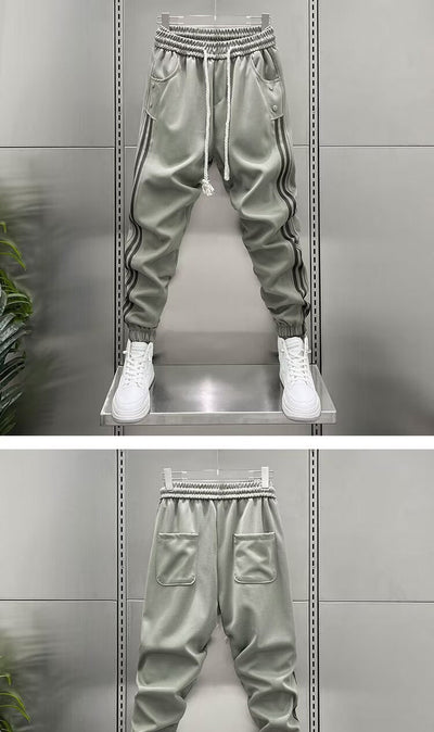 Pantalones Casuales Hombre Primavera-Verano con Rayas Verticales y Cintura Elástica - Image 11