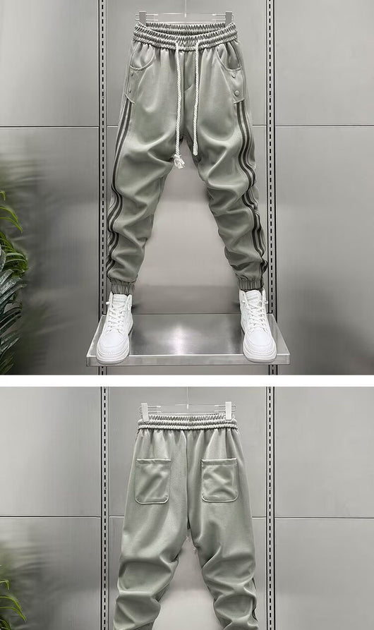 Pantalones Casuales Hombre Primavera-Verano con Rayas Verticales y Cintura Elástica - Image 11