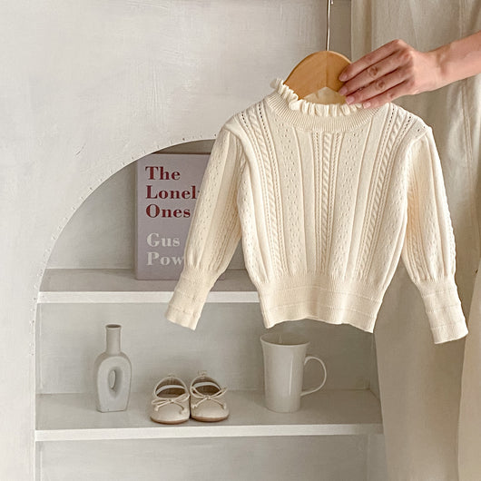 Blusa Tejida para Bebé Niña con Cuello Hueco y Detalle Stringy