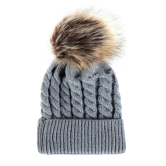 Gorro de Invierno Trenzado con Pompón - Juego Familiar Cálido - Image 4