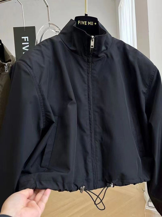 Abrigo Trench Corto para Mujer con Cuello Parado Casual - Image 9