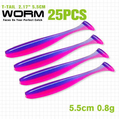 Gusano Artificial T-tail 55 75mm - Anzuelo de Pesca Realista - Image 7