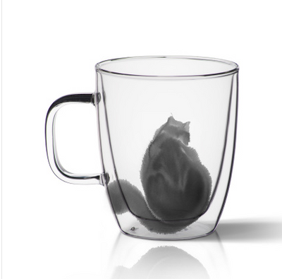 Taza Térmica de Vidrio Soplado con Diseño de Gato - Doble Aislamiento - Image 18