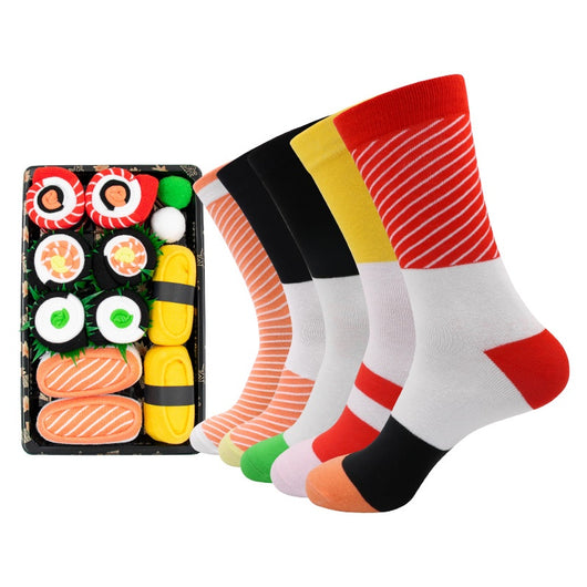 Calcetines Navideños de Algodón Peinado Diseño Sushi Hasta la Pantorrilla - Image 7