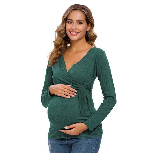 Blusas Premamá de Manga Larga y Cuello en V - Image 8
