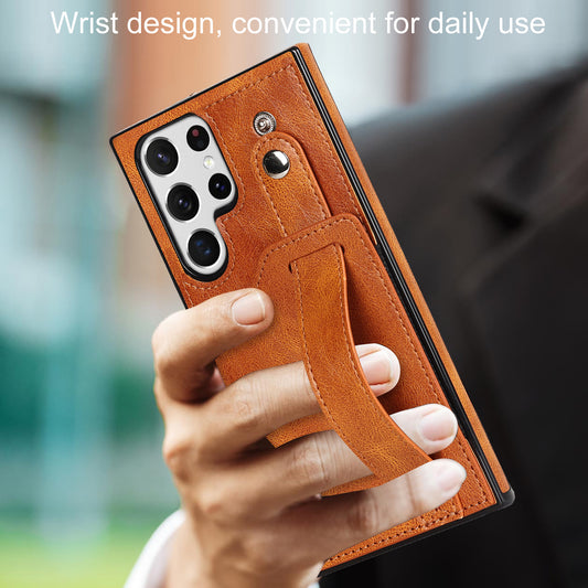 Funda Protectora de Cuero para Celular con Correa para Muñeca