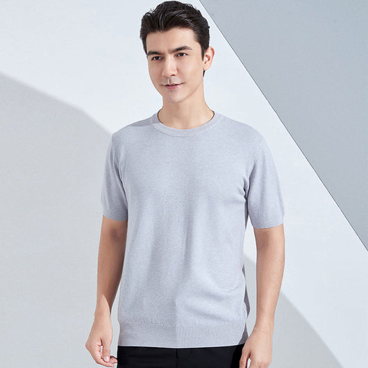 Playera Casual Holgada de Manga Corta en Algodón Liso para Hombre - Image 10