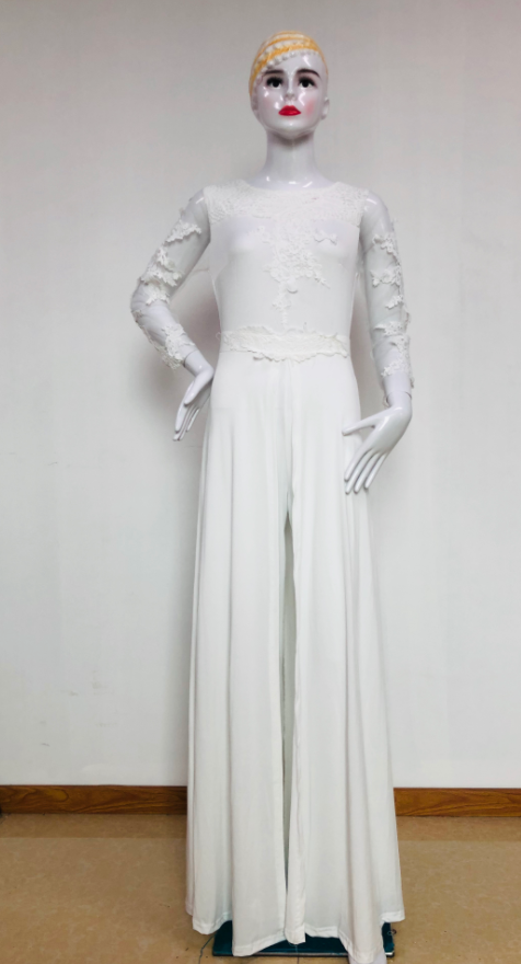 Jumpsuit de Encaje Transparente con Mangas Largas - Diseño Dos Piezas