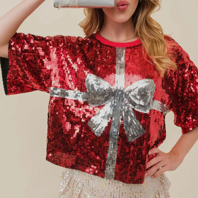 Blusa Deportiva con Lentejuelas - Corte Holgado y Casual