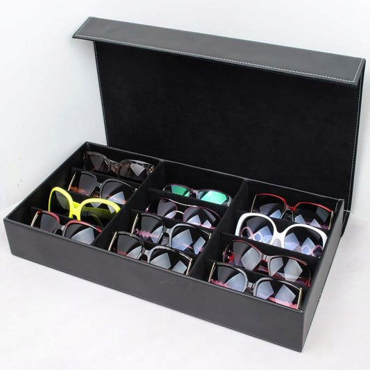 Organizador Premium para Gafas con Caja de Cuero PU y Vitrina de 12 Espacios - Image 2