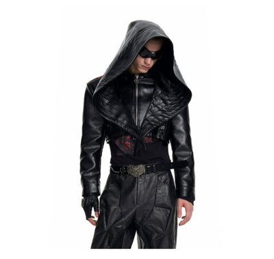 Chaqueta de Cuero para Hombre Rojo Otoño con Costuras Reforzadas - Image 12