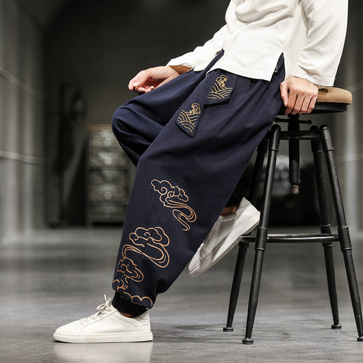 Pantalones Holgados Estilo Chino para Hombre con Estampado Tradicional Talla Grande - Image 11