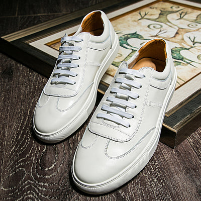 Zapatos Casuales de Cuero Blanco para Hombre - Punta Reforzada