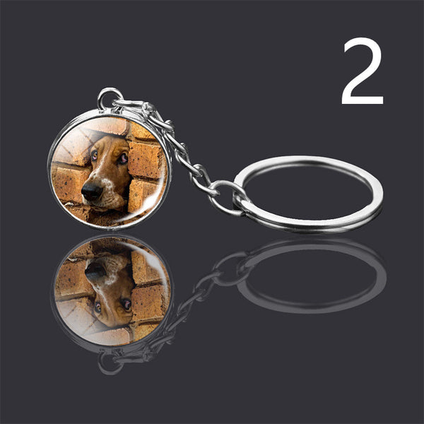 Llavero Colgante de Cristal Doble Cara Luminoso para Mascotas