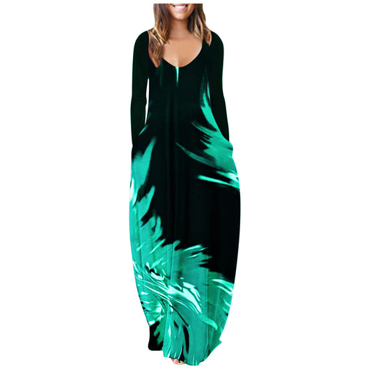 Vestido Largo Estampado Talla Grande con Mangas Largas - Image 12