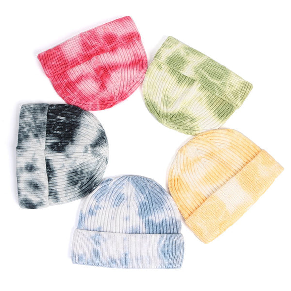Gorro Tejido Tie-Dye de Colores Vibrantes